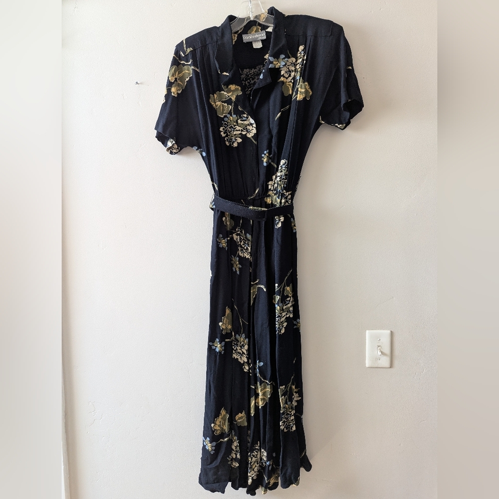 Vintage Carol Anderson Belted Floral Dress Sz 12